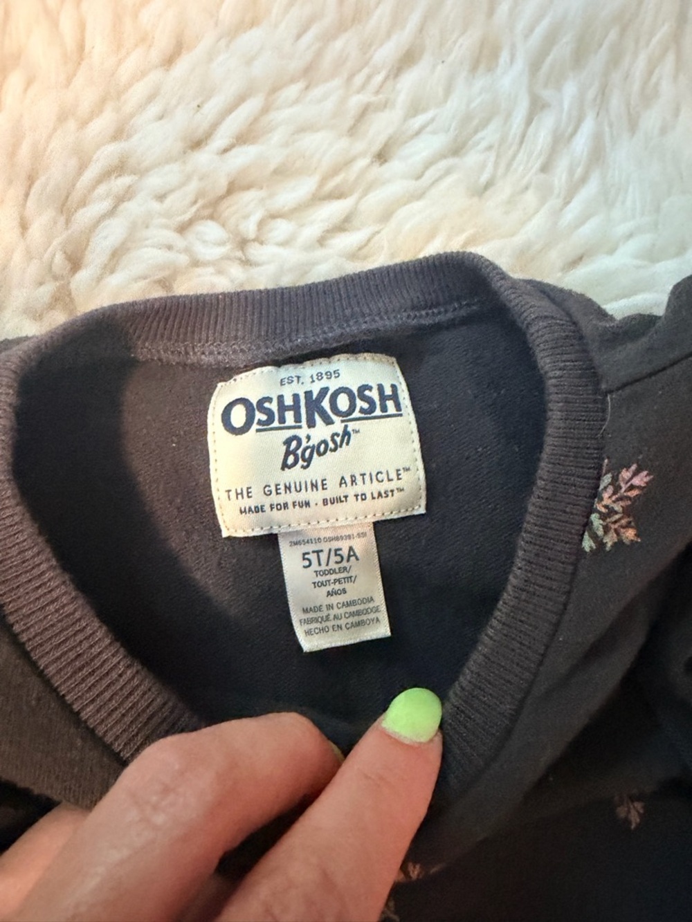 OshKosh B'gosh Black Floral Ruffle Top with Olive Green Leggings Set - Picture 5 of 6